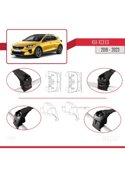 Kia Xceed (Cd) 2019 ve Sonrası ile Uyumlu Ace-2 Ara Atkı Tavan Barı Siyah indirimleri