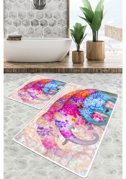 Borneo Banyo Halısı Djt 2 Li Set Banyo Paspası Kaymaz Tabanlı Klozet Takımı