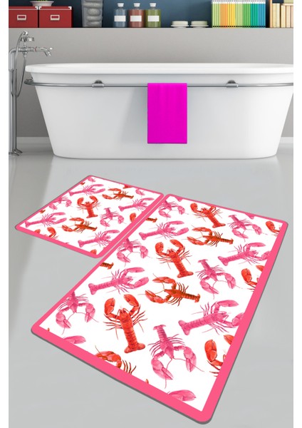 Homard Banyo Halısı Djt 2 Li Set Banyo Paspası Kaymaz Tabanlı Klozet Takımı