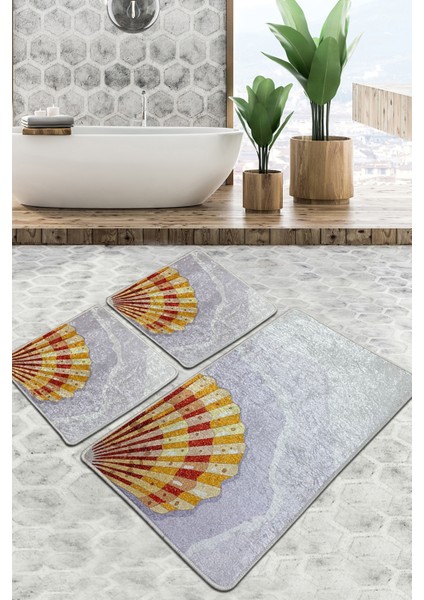 Concha Banyo Halısı 3'lü Set Djtbanyo