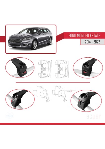 Ford Mondeo (CD391) 2014-2022 Arası ile Uyumlu Ace-2 Ara Atkı Tavan Barı Siyah indirimleri