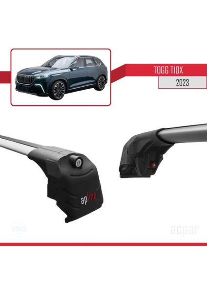 Togg T10X 2023 ile Uyumlu Ace-2 Ara Atkı Tavan Barı Gri