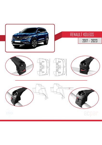 Renault Koleos 2017 ve Sonrası ile Uyumlu Ace-2 Ara Atkı Tavan Barı Siyah indirimleri