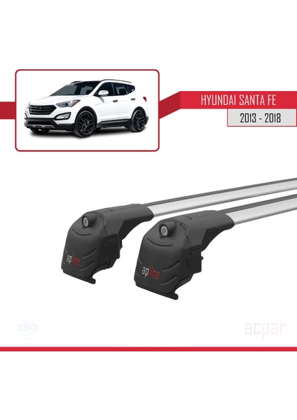 Hyundai Santa Fe (Dm) 2013-2018 Arası ile Uyumlu Ace-2 Ara Atkı Tavan Barı Gri