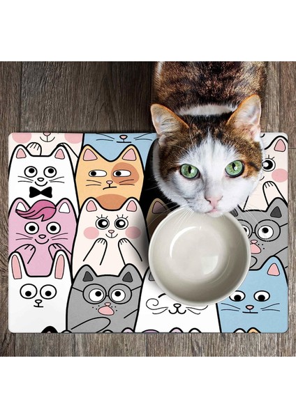 Mama ve Su Evcil Hayvan Beslenme Matı, Kolay Temizlenen Emici Su Geçirmez Kumaş, Küçük Orta Boy ve Büyük Kedi ve Köpekler Için Dayanıklı Köpek Kedi Paspas (50X35, Renkli Kediler) indirimleri