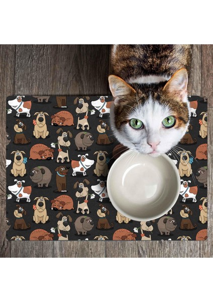Mama ve Su Evcil Hayvan Beslenme Matı, Kolay Temizlenen Emici Su Geçirmez Kumaş, Küçük Orta Boy ve Büyük Kedi ve Köpekler Için Dayanıklı Köpek Kedi Paspas (50X35, Kahverengi Köpekler) indirimleri