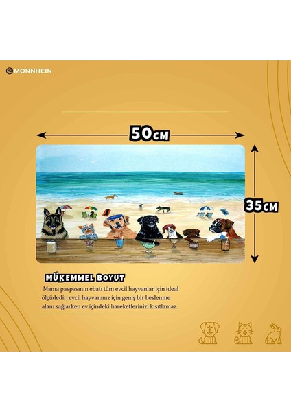 Mama ve Su Evcil Hayvan Beslenme Matı, Kolay Temizlenen Emici Su Geçirmez Kumaş, Küçük Orta Boy ve Büyük Kedi ve Köpekler Için Dayanıklı Köpek Kedi Paspas (50X35, Summer Dogs) fiyatları