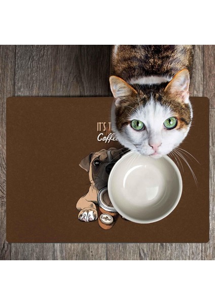 Mama ve Su Evcil Hayvan Beslenme Matı, Kolay Temizlenen Emici Su Geçirmez Kumaş, Küçük Orta Boy ve Büyük Kedi ve Köpekler Için Dayanıklı Köpek Kedi Paspas (50X35, Caffe Dog) indirimleri