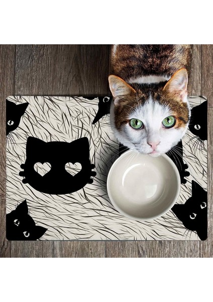 Mama ve Su Evcil Hayvan Beslenme Matı, Kolay Temizlenen Emici Su Geçirmez Kumaş, Küçük Orta Boy ve Büyük Kedi ve Köpekler Için Dayanıklı Köpek Kedi Paspas (50X35, Black Cats) indirimleri