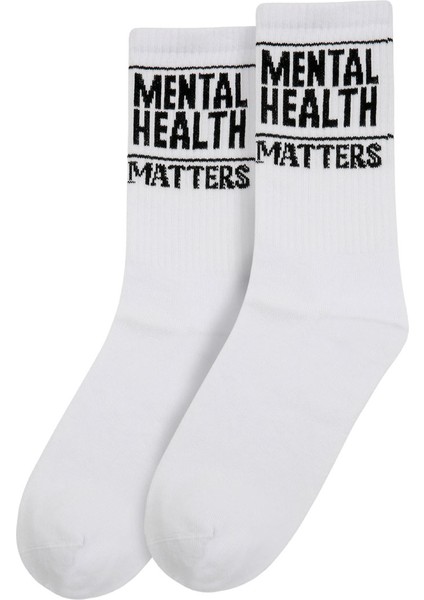Unisex Vegan Beyaz Çorap - Mental Health Matters Tasarım