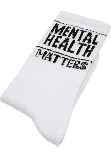 Unisex Vegan Beyaz Çorap - Mental Health Matters Tasarım modelleri