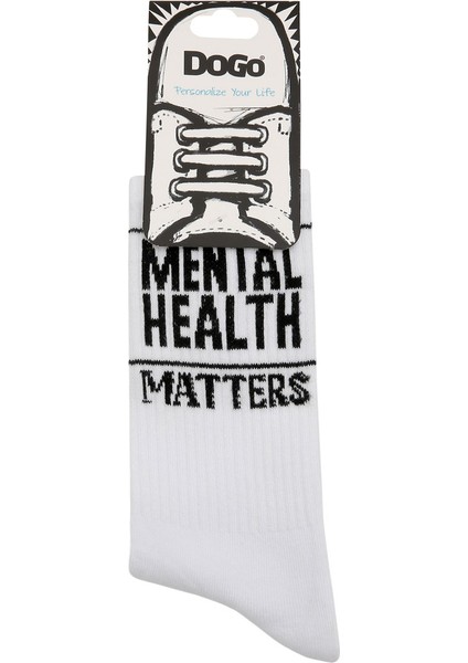 Unisex Vegan Beyaz Çorap - Mental Health Matters Tasarım fırsatları