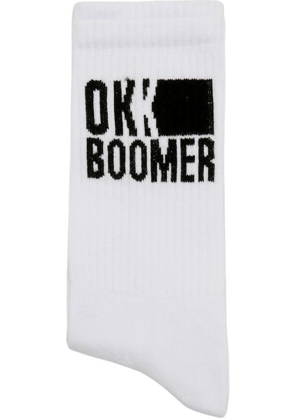 Unisex Vegan Beyaz Çorap - Ok Boomer Tasarım fiyatları