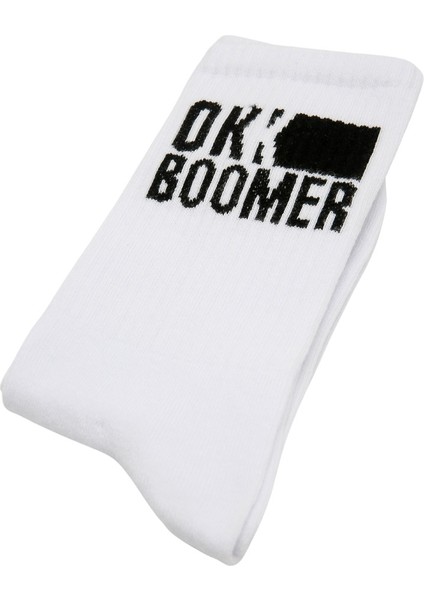 Unisex Vegan Beyaz Çorap - Ok Boomer Tasarım modelleri