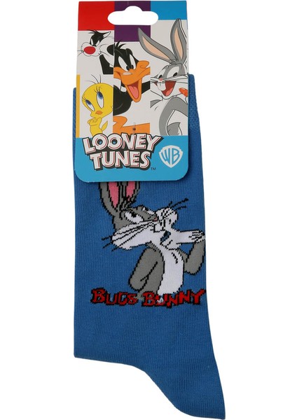 Unisex Vegan Mavi Çorap - Warner Bros What's Up Doc Bugs Bunny Tasarım