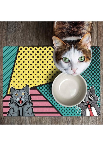 Mama ve Su Evcil Hayvan Beslenme Matı, Kolay Temizlenen Emici Su Geçirmez Kumaş, Küçük Orta Boy ve Büyük Kedi ve Köpekler Için Dayanıklı Köpek Kedi Paspas (50X35, Popart) indirimleri