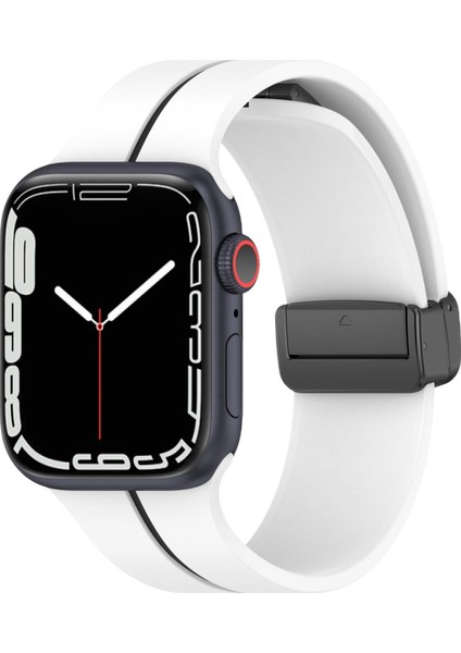 Apple Watch Ultra Kordon Ribbon Line Beyaz Siyah