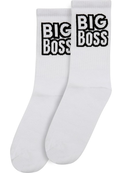Unisex Vegan Beyaz Çorap - Big Boss Tasarım
