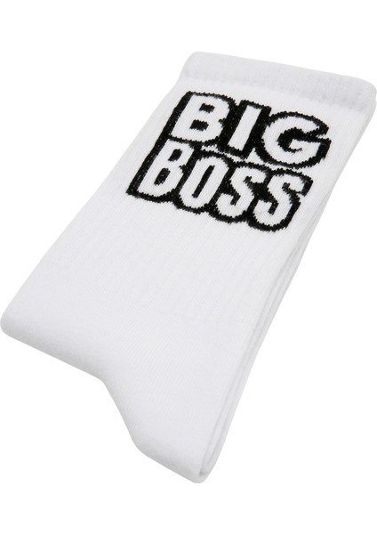 Unisex Vegan Beyaz Çorap - Big Boss Tasarım modelleri
