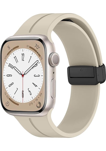 Apple Watch Ultra Kordon Ribbon Line Bej