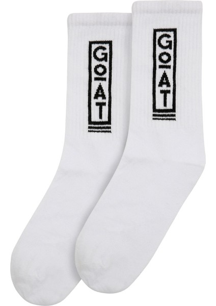 Unisex Vegan Beyaz Çorap - Goat Tasarım