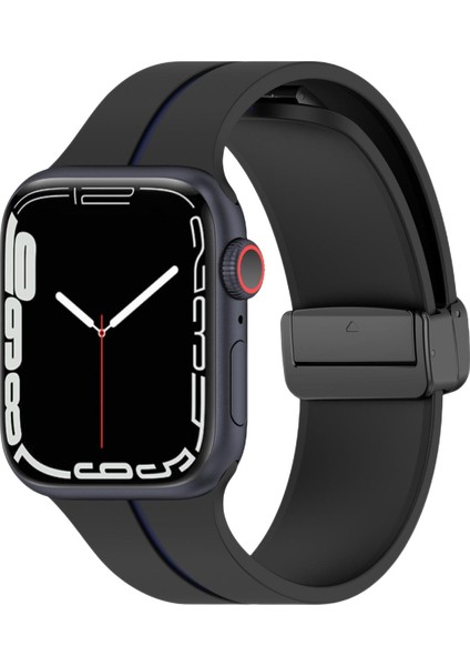 Apple Watch Ultra Kordon Ribbon Line Siyah Lacivert