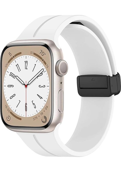 Apple Watch Se 44MM Kordon Ribbon Line Beyaz