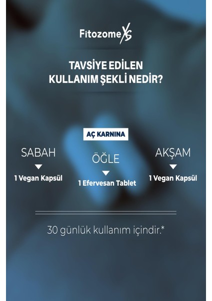 Fitozome Xs (60 Vegan Kapsül + 30 Efervesan Tablet = 30 Günlük Kullanım)