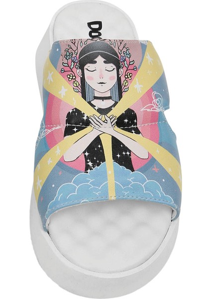 Kadın Vegan Deri Mavi Terlik - Find Your Inner Peace Tasarım indirimleri