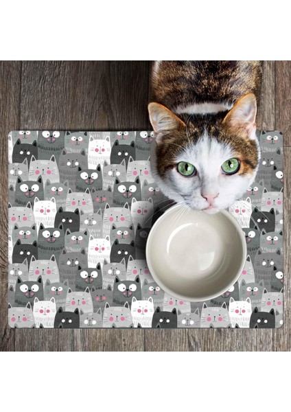 Mama ve Su Evcil Hayvan Beslenme Matı, Kolay Temizlenen Emici Su Geçirmez Kumaş, Küçük Orta Boy ve Büyük Kedi ve Köpekler Için Dayanıklı Köpek Kedi Paspas (40X60, Gri Kediler) indirimleri