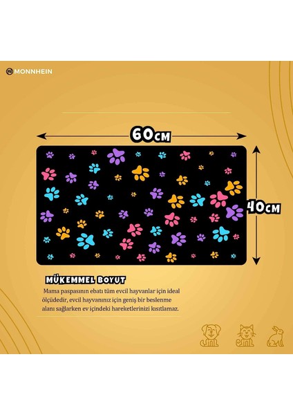 Mama ve Su Evcil Hayvan Beslenme Matı, Kolay Temizlenen Emici Su Geçirmez Kumaş, Küçük Orta Boy ve Büyük Kedi ve Köpekler Için Dayanıklı Köpek Kedi Paspas (40X60, Renkli Patiler) fiyatları