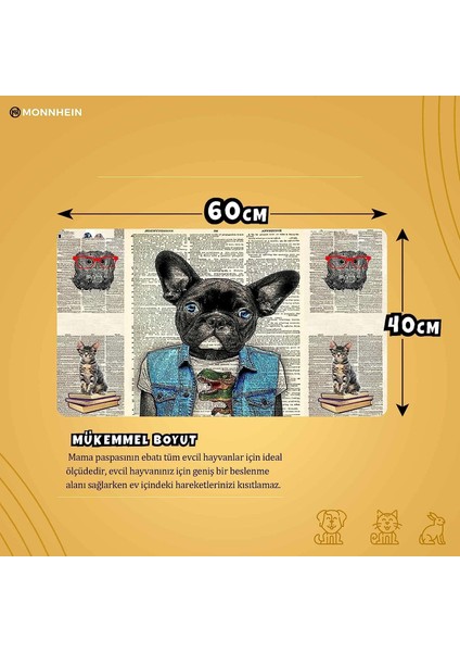 Mama ve Su Evcil Hayvan Beslenme Matı, Kolay Temizlenen Emici Su Geçirmez Kumaş, Küçük Orta Boy ve Büyük Kedi ve Köpekler Için Dayanıklı Köpek Kedi Paspas (40X60, Bulldog) fiyatları