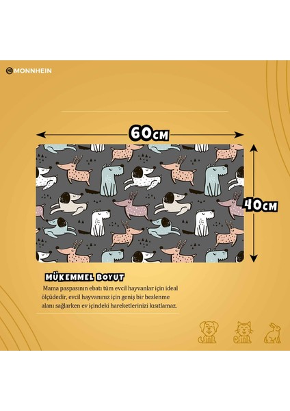 Mama ve Su Evcil Hayvan Beslenme Matı, Kolay Temizlenen Emici Su Geçirmez Kumaş, Küçük Orta Boy ve Büyük Kedi ve Köpekler Için Dayanıklı Köpek Kedi Paspas (40X60, Gri Renkli Köpekler) fiyatları