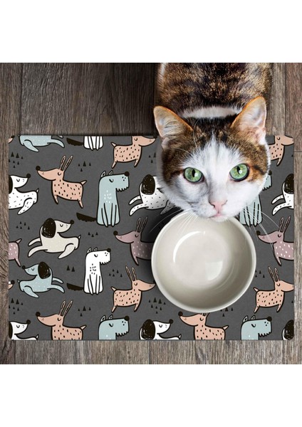 Mama ve Su Evcil Hayvan Beslenme Matı, Kolay Temizlenen Emici Su Geçirmez Kumaş, Küçük Orta Boy ve Büyük Kedi ve Köpekler Için Dayanıklı Köpek Kedi Paspas (40X60, Gri Renkli Köpekler) indirimleri