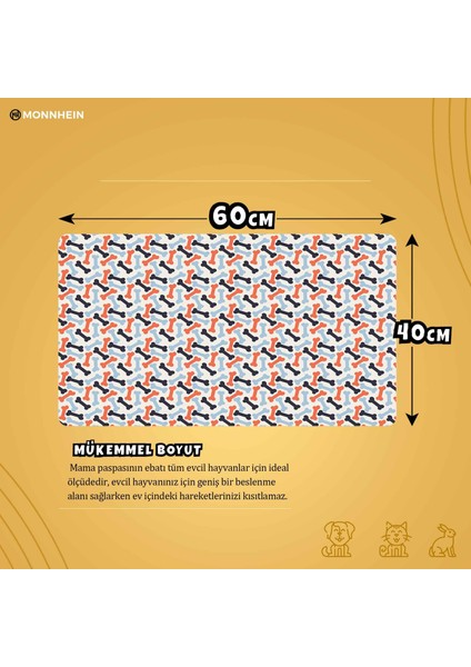 Mama ve Su Evcil Hayvan Beslenme Matı, Kolay Temizlenen Emici Su Geçirmez Kumaş, Küçük Orta Boy ve Büyük Kedi ve Köpekler Için Dayanıklı Köpek Kedi Paspas (40X60, Renkli Kemikler) fiyatları