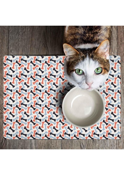 Mama ve Su Evcil Hayvan Beslenme Matı, Kolay Temizlenen Emici Su Geçirmez Kumaş, Küçük Orta Boy ve Büyük Kedi ve Köpekler Için Dayanıklı Köpek Kedi Paspas (40X60, Renkli Kemikler) indirimleri