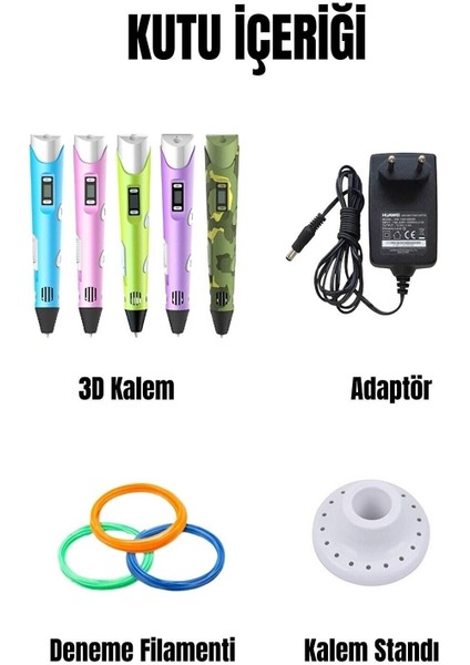 3D Kalem - Pen - Mor - Full Set