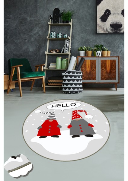 Snowman Çap Dekoratif Halı , Kaymaz Halı Yıkanabilir Djt 140 x 140