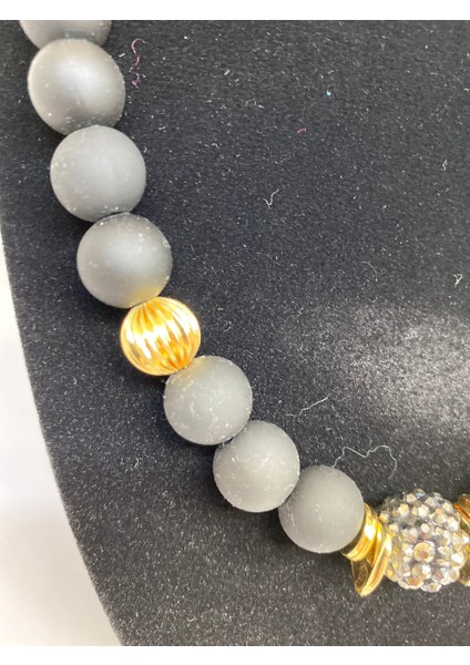 Gold Detaylı Siyah Boncuk Kolye fırsatları