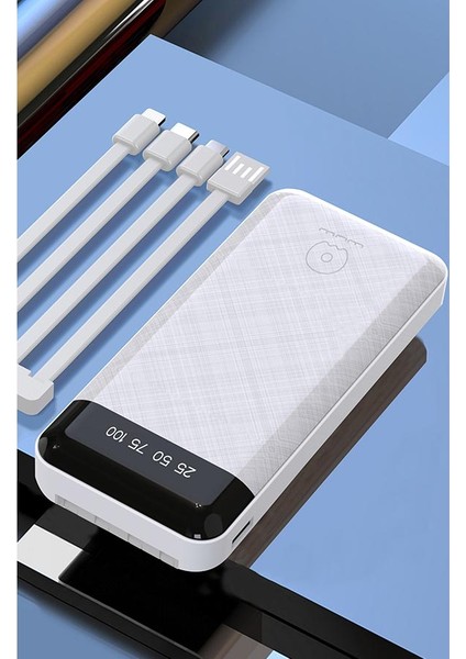 BN45 20000MAH Powerbank LED Ekranlı Type-C iPhone USB Micro USB Kablolu Tüm Uçlar