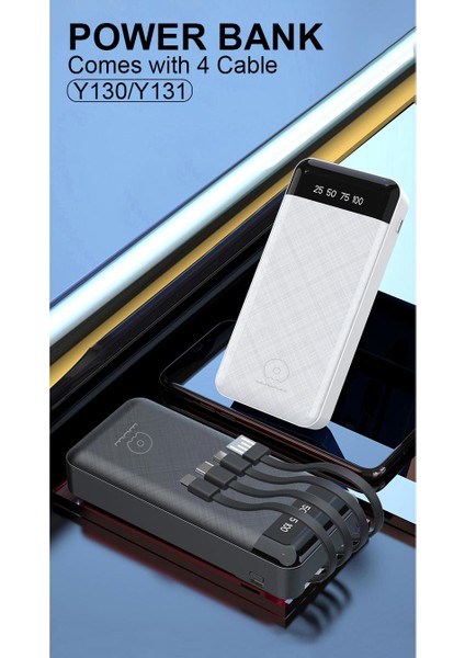 BN45 20000MAH Powerbank LED Ekranlı Type-C iPhone USB Micro USB Kablolu Tüm Uçlar