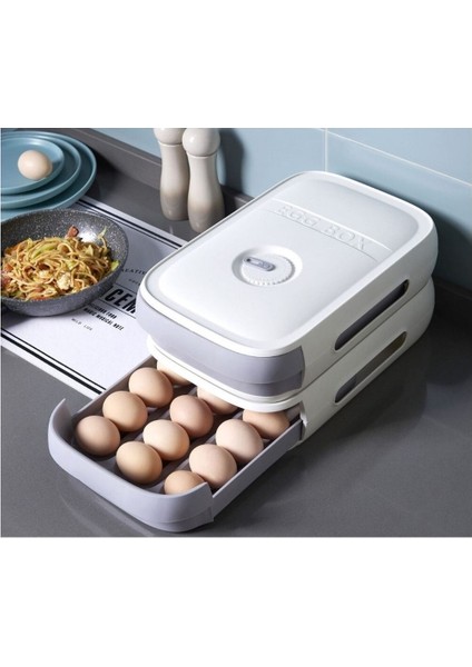 Ev Buzdolabı Taze Yumurta Kartonu Çekmecesi Kapaklı Mutfak Saklama Kutusu Istiflenebilir Haddeleme Yumurta Düzenleyici (Yurt Dışından) fiyatları