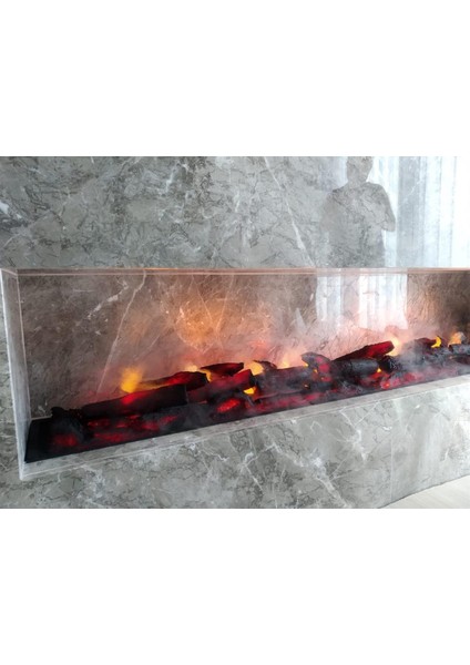 3D Elektrikli Şömine Bluetoothlu Isıtıcısız 25 x 200 cm modelleri