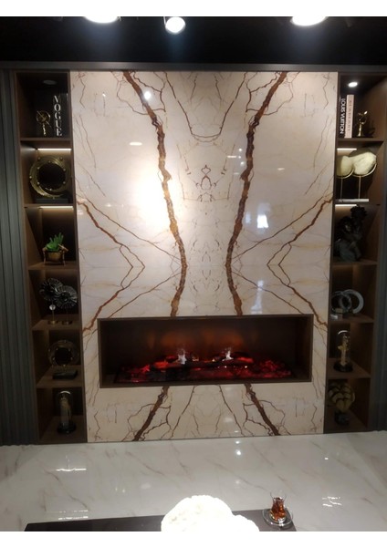 3D Elektrikli Şömine Bluetoothlu Isıtıcısız 25 x 125 cm