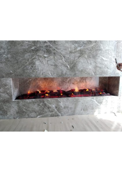 3D Elektrikli Şömine Bluetoothlu Isıtıcısız 25 x 125 cm