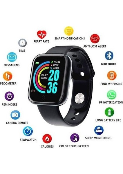 Y68 Akıllı Saat + Kablosuz Bluetooth Kulaklık A (Yurt Dışından)