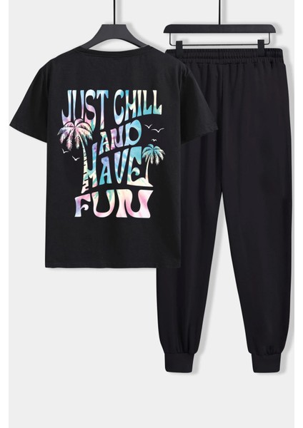 Only Trendwear Just Chill And Have Fun Baskılı Eşofman Takımı