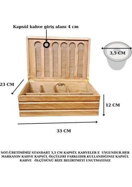 Kapsül Kahve Standı Nespresso & Jacobs Uyumlu Kapsül Kahve ve Poşet Çay Kutusu Ahşap Kahve Kutusu