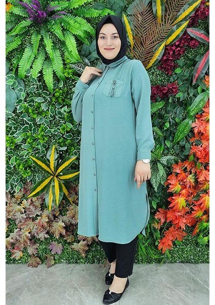 P.Y.S Kadın Cebi Püskül Detaylı Tesettür Gömlek