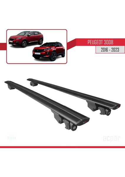 Peugeot 3008 2016 ve Sonrası ile Uyumlu Hook Model Anahtar Kilitli Ara Atkı Tavan Barı Siyah fırsatları